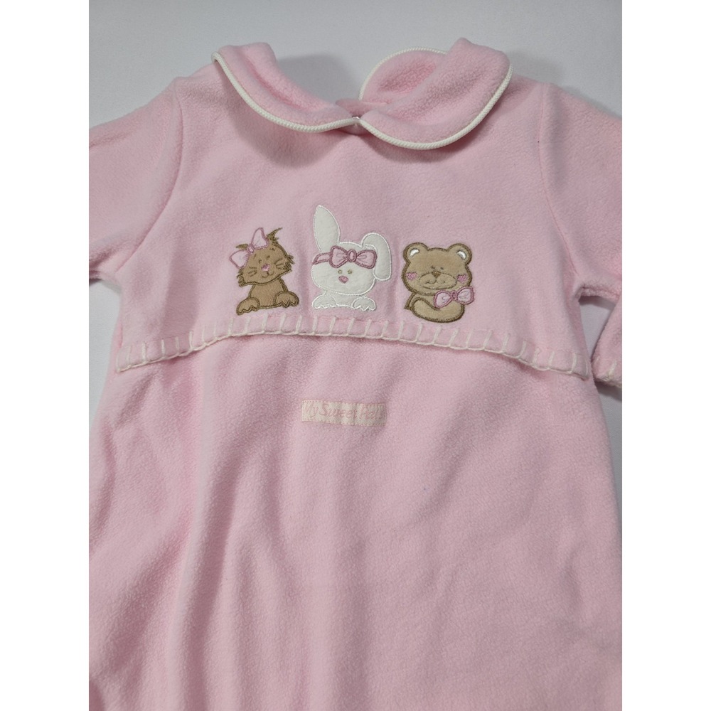 Class Club Pink Fleece Footed Sleeper Baby 3/6M NWT Y2K Bears - Picture 2 of 7